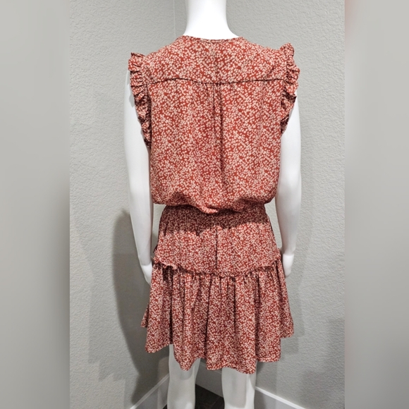 Anthropolgie PINCH Rust Ruffled Floral Mini Dress - Picture 2 of 8